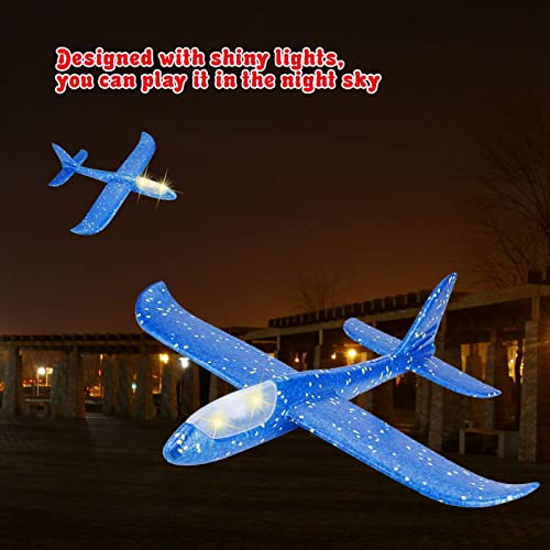 Mini Juguete Planeador de Lanzamiento, Flexible y Duradero, con Luces de Cielo Nocturno de Equilibrio de Acero para Niños y Adolescentes (Blue)