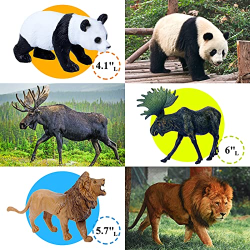 Mini Tudou Juguetes Animales Safari Figuras,12 Piezas Jumbo Salvaje Figuritas de Animales,Zoo Africano Juego de Animales con León,Elefante,Jirafa,Plástico Animales Juguetes Didácticos para Niños