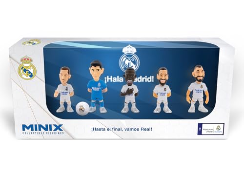 MINIX - Pack de 5 Muñecos del Real Madrid CF | Figuritas de los Jugadores: Courtois, Bellingham, Modric, Carnavinga y Vinicius | Ideal para Tartas o para Fanáticos del Madrid | de 7 cm