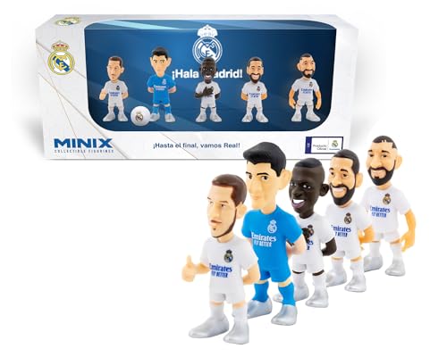 MINIX - Pack de 5 Muñecos del Real Madrid CF | Figuritas de los Jugadores: Courtois, Bellingham, Modric, Carnavinga y Vinicius | Ideal para Tartas o para Fanáticos del Madrid | de 7 cm