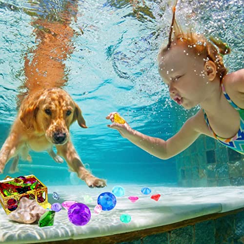 MISOYER Diving Gem Pool Toys - Entrenamiento de natación Dive Hunt Diamonds Treasure Box - Piedras Preciosas Coloridas Juguetes de Buceo para niños Niños Niñas Ciencia Aventura