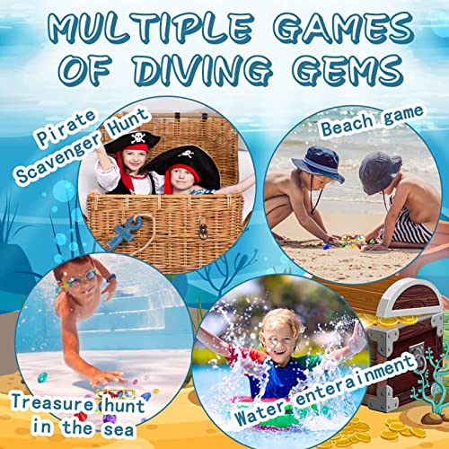 MISOYER Diving Gem Pool Toys - Entrenamiento de natación Dive Hunt Diamonds Treasure Box - Piedras Preciosas Coloridas Juguetes de Buceo para niños Niños Niñas Ciencia Aventura