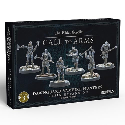 Modiphius: The Elder Scrolls: Call to Arms - Dawnguard Vampire Hunters - Expansión de resina de 6 figuras, capítulo 3, sin pintar, miniaturas RPG de 32 mm con bases escénicas