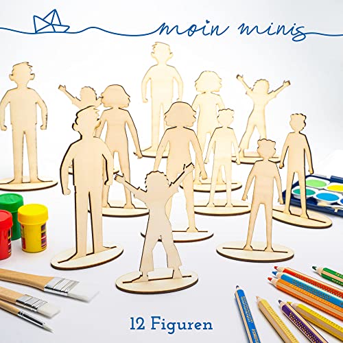 moin minis 12 figuras de madera para pintar, para manualidades, cumpleaños infantiles, figuras de madera