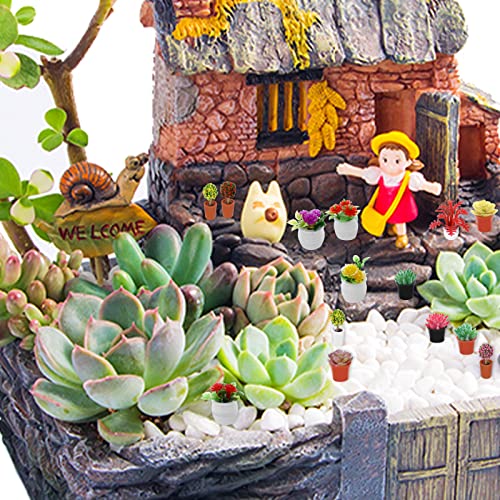 Molain Casa de muñecas en Miniatura, 25 Piezas de Casas de muñecas en macetas 1:12 en Miniatura Bonsái casa de muñecas Mini Planta Modelo de Flores Artificiales para decoración de Casas de muñecas