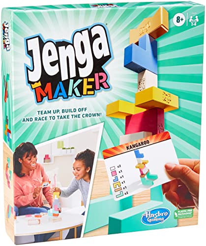 Monopoly Jenga Maker, Wooden Blocks, Stacking Tower Game, Game for Kids Ages 8 and Up, Game for 2-6 Players, Multicolor