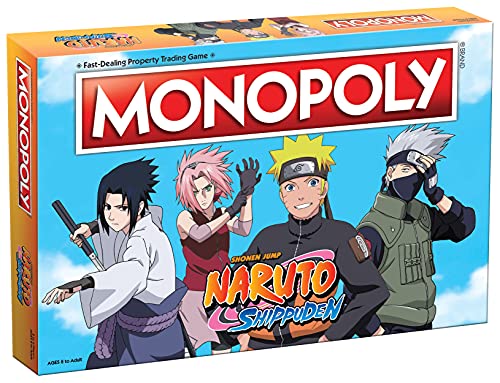 Monopoly Naruto | Juego de monopolio coleccionable con serie manga japonesa | Ubicaciones familiares y momentos icónicos de The Anime Show, 2-6 jugadores