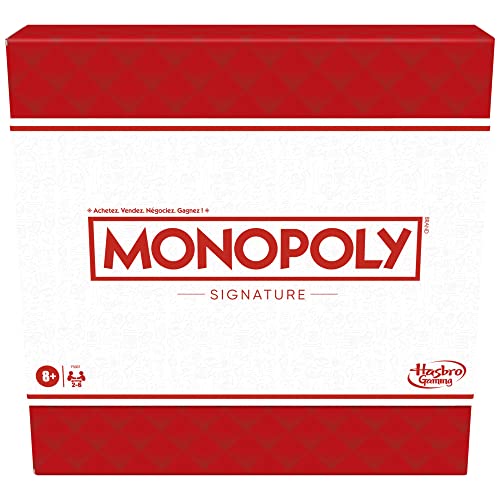 Monopoly Signature, Juego de Mesa Familiar para 2 a 6 Jugadores, Embalaje y Elementos de Juego Premium, Almacenamiento Integrado, Desde 8 años