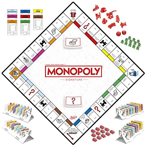 Monopoly Signature, Juego de Mesa Familiar para 2 a 6 Jugadores, Embalaje y Elementos de Juego Premium, Almacenamiento Integrado, Desde 8 años