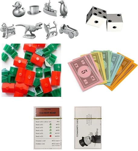 Monopoly Top Up Pack Fichas de juego Dados Casas de dinero Hoteles Tarjetas de pecho de la comunidad