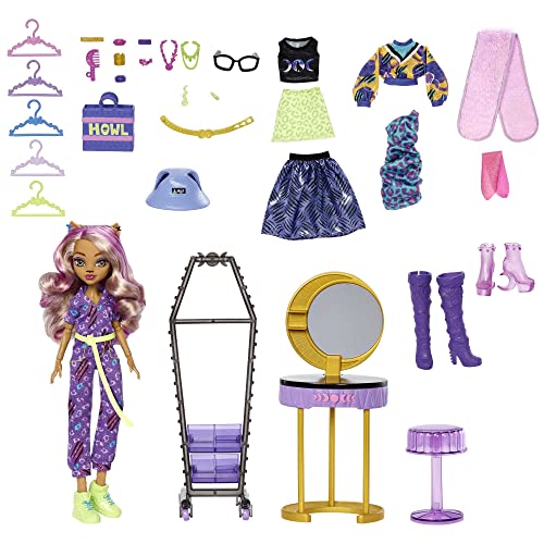Monster High Estudio de moda Clawdeen Wolf Muñeca con tocador, ropa y accesorios, juguete +4 años (Mattel HKY70)