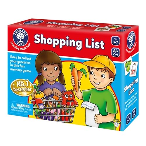 Moose Games Orchard Toys Lista de compras Juego Carrera para recoger sus comestibles en este divertido juego de memoria. Edad 3-7. 2-4 jugadores