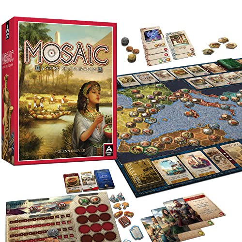 Mosaic: A Story of Civilization,Juego de mesa de estrategia para adultos y familia,Rápido, divertido, acción y control de área Juego,2-6 jugadores,A partir de 14 años,120 minutos,by Forbidden Games