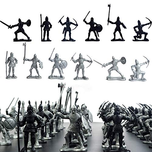 MOVKZACV 60 piezas de soldados medievales figuras militares de juguete antiguos soldados romanos figuras estatuas edad media ejército infantería arquero modelo para niños