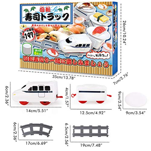 MSLing Juguete de tren eléctrico para niños y niñas, juguete giratorio de tren de sushi, juego de tren de sushi giratorio eléctrico para niños