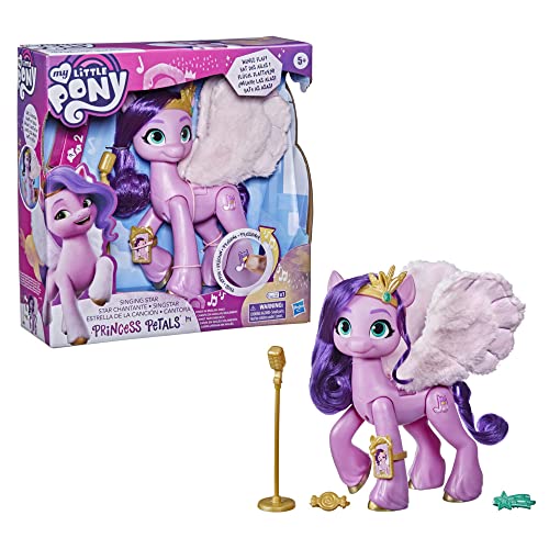 My Little Pony: A New Generation, Princesa Petals Star cantante, Poney Rose de 15 cm Quién Chante y Juga de la Música, multicolor