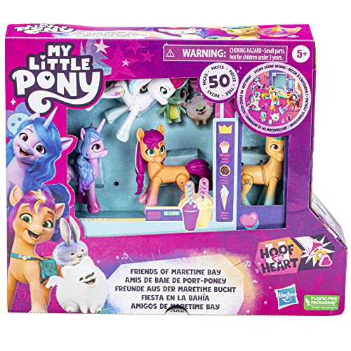 My Little Pony: Deja tu Huella - Fiesta en la bahía - Juguete con 4 Figuras de Ponis y Accesorios - A Partir de 5 años