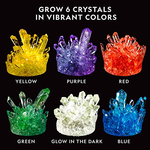 NATIONAL GEOGRAPHIC Mega Kit de Cultivo de Cristales - Cultive 6 Cristales Rápidamente (3–4 Días), con Exhibidor Iluminado, 4 Muestras de Cristal Genuino, Kit Científico Exclusivo de Amazon