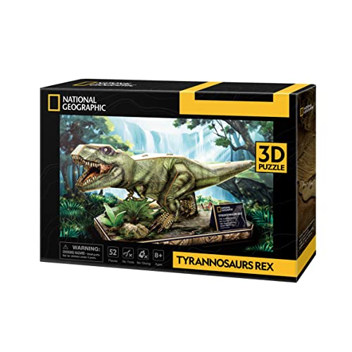 National Geographic - Puzzle 3D Tiranosaurio Rex, Puzzle Dinosaurios Juguetes, Puzzle 3D Niños 8 Años o Más, Dinosaurio Puzzle T Rex, Juegos de Dinosaurios