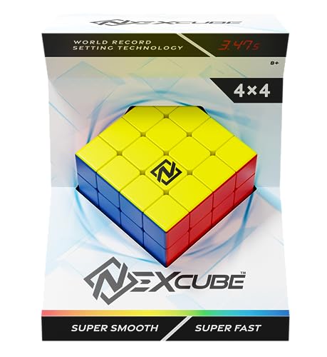 Nexcube 4x4, Cubo para Speedcuber, máxima Velocidad, sin Adhesivos con reposicionamiento preciso y Doble Sistema de Ajuste - Multicolor