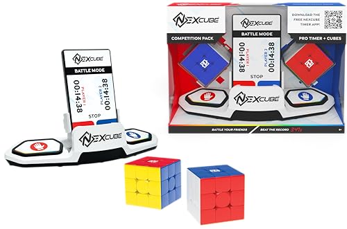 Nexcube Competition Pack, Cubo 3x3 para Speedcuber con Temporizador y Aplicación, Desafía a Tus Amigos, a Partir de 8 años, 2 Jugadores