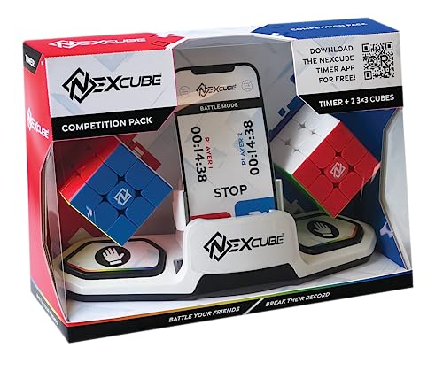 Nexcube Competition Pack, Cubo 3x3 para Speedcuber con Temporizador y Aplicación, Desafía a Tus Amigos, a Partir de 8 años, 2 Jugadores
