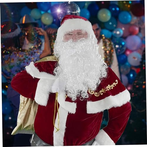 NIDONE Disfraz de Santa Claus para hombres, Santa Costume Adults Santa Suit 8pcs Red Velvet Deluxe Clusá Clusá