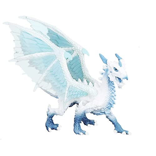 Niños Dragon Figure Model,Plastic Figure Realistic Dragon Model Collection Juguete Educativo de dragón para decoración del hogar(Dragón de Hielo)