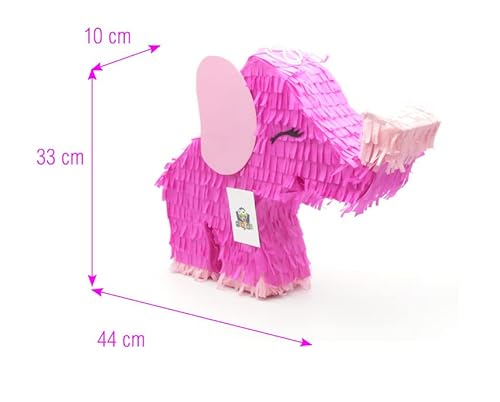 Nislai® Piñata Elefante | Ideal para la fiesta de cumpleaños | bodas | despedida de soltera o para jugar a la piñata | tamaño approx. 43x33x10 cm