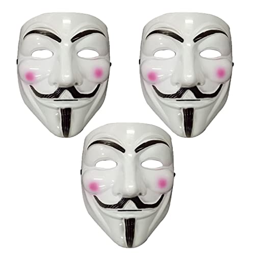 NIWWIN V para las máscaras de VENDETTA, Decoración de la máscara de Halloween, Festival Disfraces de disfraces, accesorios de la cubierta de la cara del rave,3 pedazo