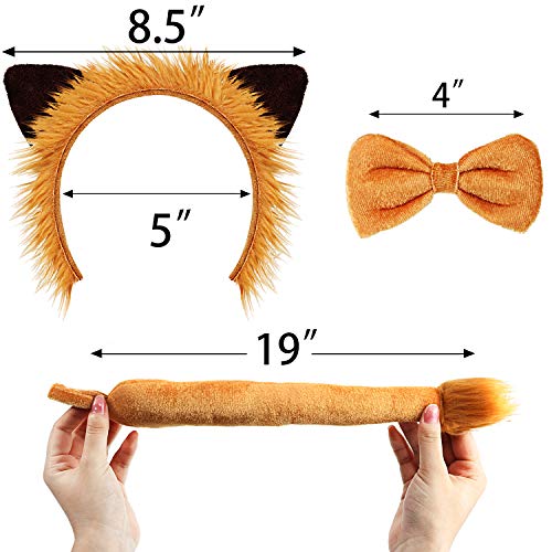 Norme Disfraz de animal con orejas,nariz,cola y pajarita para disfraz de disfraz de animal (disfraz de león) para niños Amarillo y marrón