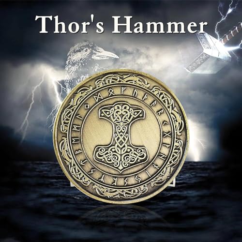 Norse Viking Mjolnir Coin Thor's Hammer Moneda de mitología nórdica Talismán (Mjölnir Moneda (Thors Hammer))