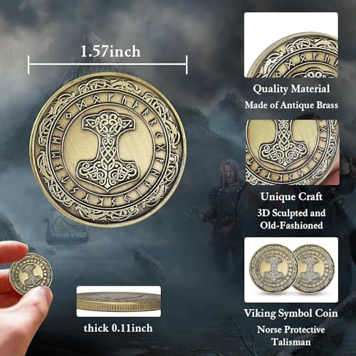 Norse Viking Mjolnir Coin Thor's Hammer Moneda de mitología nórdica Talismán (Mjölnir Moneda (Thors Hammer))