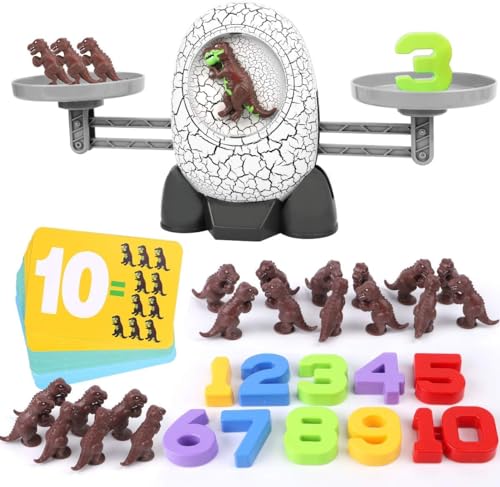 Nueplay Escala Matemática Juguete,Juguetes de Dinosaurios para Niños para Edad 3 4 5 Niños Niñas Regalos Número de Equilibrio Stem Educativo Preescolar Conteo Matemáticas Juegos Divertidos