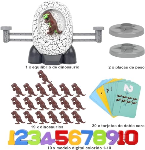 Nueplay Escala Matemática Juguete,Juguetes de Dinosaurios para Niños para Edad 3 4 5 Niños Niñas Regalos Número de Equilibrio Stem Educativo Preescolar Conteo Matemáticas Juegos Divertidos