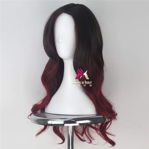 Nueva película Guardianes de la galaxia 2 Gamora Cosplay peluca mujer largo ondulado gradiente negro rojo pelo Cosplay peluca de Halloween + peluca gratis