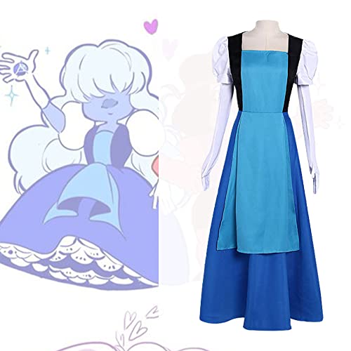Nuevo Steven Universe Cosplay Disfraz Vestido Mujer Zafiro Azul Princesa Fantasía Halloween (X-Small), Azul