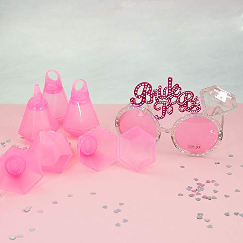 Oblique Unique® Juego de 6 vasos de chupito para mujer, anillo de diamante, vaso JGA para soltera, accesorios para fiestas, color rosa