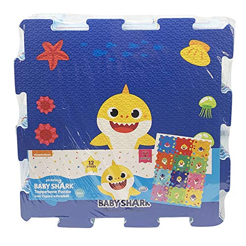 ODS - Baby Shark - Alfombra de Rompecabezas con 12 Azulejos de Espuma, Ideal para Decorar la habitación, Jugar y Gatear, 48806