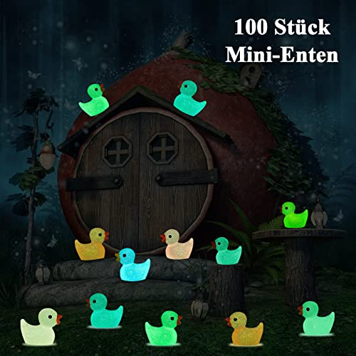 OHSN Mini Patos de Resina 100 Piezas Piezas Patos Miniatura Mini Figuras Pato Resina, Coloridos Patos Pequeños, Patos en Miniatura, Pequeño Pato de Resina para jardín, Miniaturas Jardin 10 Colores