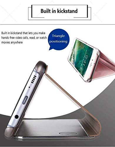 Oihxse Espejo Funda Compatible con iPhone 6 Plus/iPhone 6S Plus Carcasa Ultra Slim Mirror Flip Translúcido View Tipo Libro Tapa Standing 360°Protectora PC + PU Cover Anti-Scratch Caso(Púrpura)
