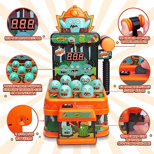 OKKIDY Baby Whack Juego para 3 4 5 6+ años niños Mini Monedas Arcade máquina tragaperras con Dos martillos música Juguete Juego Educativo Interactivo para niños pequeños, niñas y niños