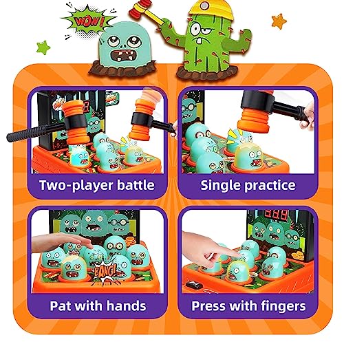 OKKIDY Baby Whack Juego para 3 4 5 6+ años niños Mini Monedas Arcade máquina tragaperras con Dos martillos música Juguete Juego Educativo Interactivo para niños pequeños, niñas y niños