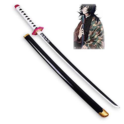 OMOONS Espada Katana Japonesa de Madera con Vaina Y Tsuba 29.5/41 Pulgadas, Modelo de Arma de Utilería de Hoja de Asesino Premium, para Amantes Del Anime, Accesorios de Cosplay Jug