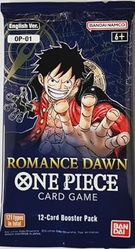 One Piece Card Game OP-01 Romance Dawn – Booster con 12 cartas – Inglés + HeartForCards (3 Booster)