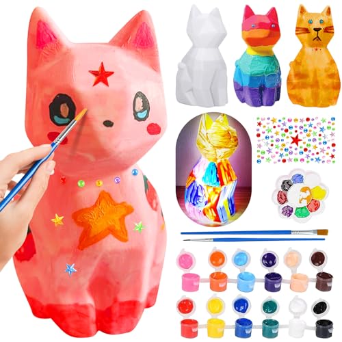 ONLYFUN DIY Kits para niños - Juego de pintura de gato DIY con luz nocturna, regalos para niñas, juguete perfecto y pequeños regalos para niños de 3 4 5 6 7 8 9 10 11 12 años.