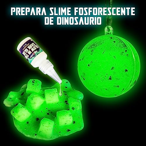 Original Stationery Kit de Slime Galaxia de Dinosaurios para Niños, Kit de Slime Que Brilla en la Oscuridad con Juguetes de Dinosaurios y Complementos Increíbles