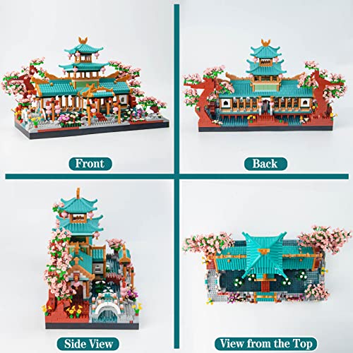 OundarM Juego de mini bloques de construcción de jardín clásicos chinos, colección botánica Sakura para adultos, accesorios de decoración del hogar, no compatible con Lego (2350 piezas)