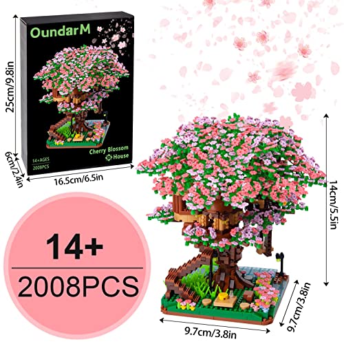 OundarM Mini juego de bloques de construcción de árbol de bonsái en flor de cerezo, colección botánica Sakura, accesorios de decoración del hogar, no compatible con Lego (2138 piezas)