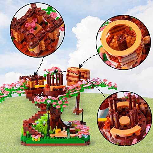 OundarM Mini juego de bloques de construcción de árbol de bonsái en flor de cerezo, colección botánica Sakura, accesorios de decoración del hogar, no compatible con Lego (2138 piezas)